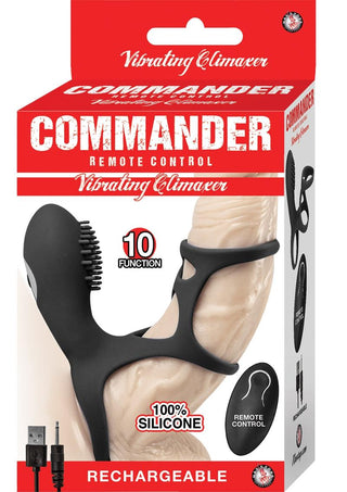 Commander Vibrating Clitoral Stimulating Cock Cage with Remote Control - Black