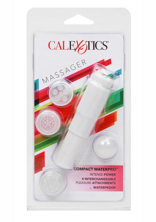 Compact Personal Travel Wand Massager with 4 Interchangeable Heads - White