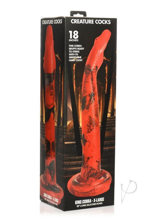 Creature Cocks King Cobra Long Silicone Dildo - Black/Red - XLarge - 18in