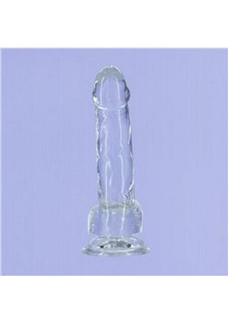 Crystal Addiction Dildo with Balls - Clear - 7in