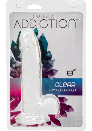 Crystal Addiction Dildo with Balls - Clear - 8in