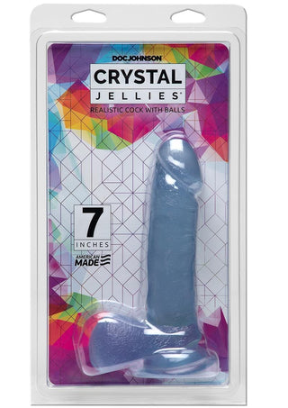 Crystal Jellies Dildo with Balls - Clear - 7in