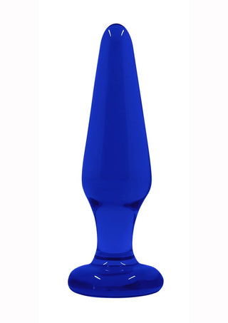 Crystal Premium Glass Butt Plug - Blue - Medium