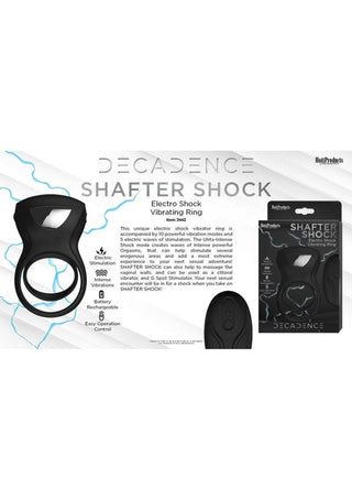 Decadence Shafter Shock Silicone Electro Shock Cock Ring with Remote Control