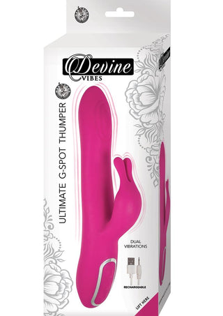 Devine Vibes Ultimate G-Spot Thumper Rechargeable Silicone Vibrator - Pink