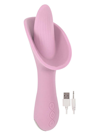 Devine Vibes Vibro Tongue Clit Hugger Rechargeable Silicone Vibrator - Pink