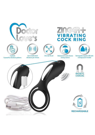 Doctor Love's Zinger Plus Silicone Rechargeable Vibrating Cock Ring