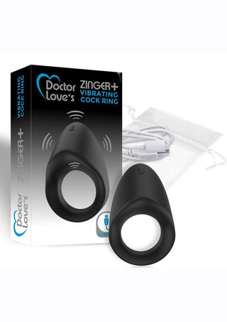 Doctor Love's Zinger Plus Silicone Rechargeable Vibrating Cock Ring - Black