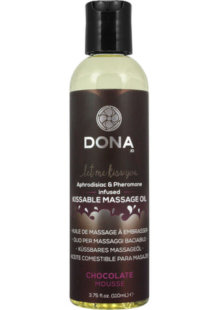 DONA Aphrodisiac and Pheromone Infused Kissable Massage Oil Chocolate Mousse - Chocolate - 3.75oz