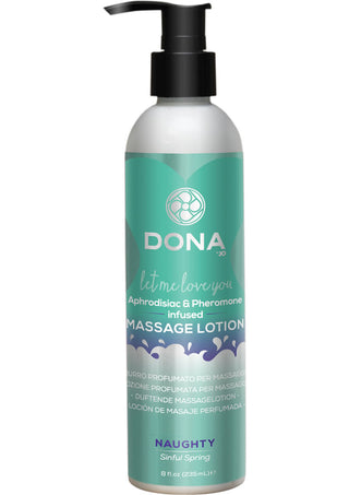 DONA Aphrodisiac and Pheromone Infused Massage Lotion Naughty Sinful Spring - 8oz