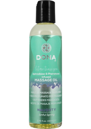 DONA Aphrodisiac and Pheromone Infused Massage Oil Naughty Sinful Spring - 4.25oz