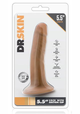 Dr. Skin Cock Dildo with Suction Cup - Brown/Caramel - 5.5in