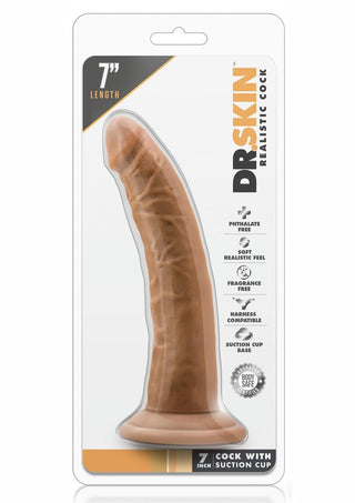 Dr. Skin Dildo with Suction Cup - Brown/Caramel - 7in