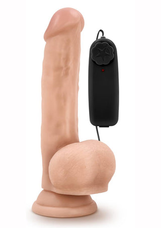 Dr. Skin Dr. Jay Vibrating Dildo with Balls and Remote Control - Flesh/Vanilla - 8.75in