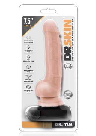 Dr. Skin Dr. Tim Vibrating Dildo with Remote Control - Flesh/Vanilla - 7.5in