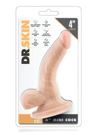 Dr. Skin Mini Dildo with Balls and Suction Cup - Flesh/Vanilla - 4.75in