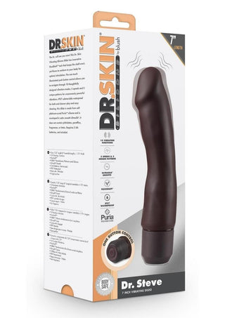 Dr. Skin Silicone Dr. Steve Vibrating Dildo - Chocolate - 7in