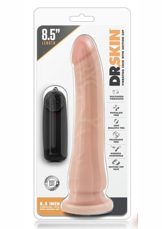 Dr. Skin Vibrating Dildo with Suction Cup - Flesh/Vanilla - 8.5in