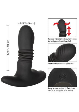 Eclipse Thrusting Rotator Probe Silicone Rechargeable Vibrating Butt Plug with Remote Control