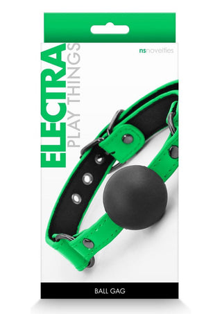 Electra Play Things Pu Leather Ball Gag - Green