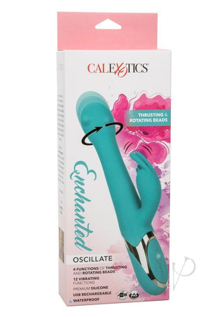 Enchanted Oscillate Rechargeable Silicone Rabbit Vibrator - Blue