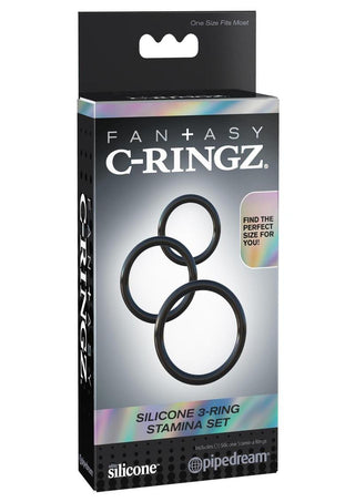 Fantasy C-Ringz Silicone 3-Ring Stamina Cock Ring - Black - Set