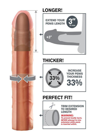 Fantasy X-Tensions Perfect 3in Extension Sleeve - Flesh - 9in