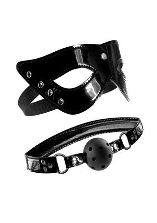 Fetish Fantasy Series Limited Edition Masquerade Mask and Ball Gag - Black - Set