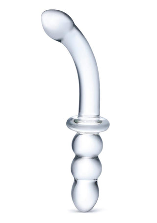 Glas Ribbed G-Spot Glass Dildo - Clear - 8in