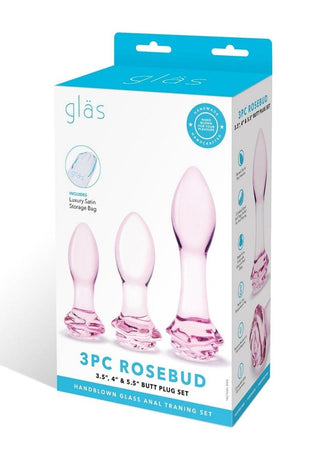 Glas Rosebud Butt Plug - Pink - 3 Piece/Set