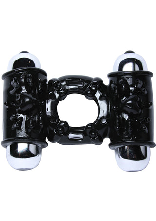 Hero Dual Mega Love Bullet Cock Ring - Black