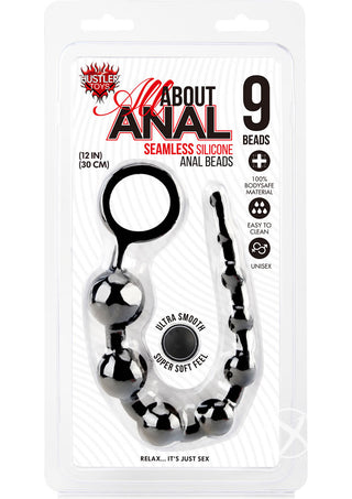 Hustler Silicone Anal Beads 9 Balls - Black - 12in