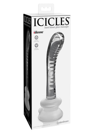 Icicles No. 88 Glass G-Spot Wand with Bendable Silicone Suction Cup - Clear