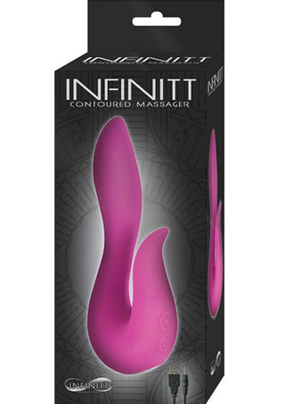 Infinitt Contoured Massager Rechargeable Silicone Vibrator - Pink