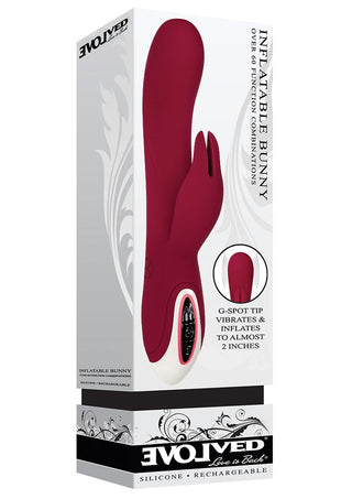 Inflatable Bunny Silicone G-Spot Vibrator - Burgundy