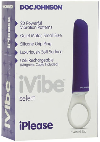 iVibe Select iPlease USB Magnetic Silicone Mini Vibrator Waterproof - Purple - 5.25in