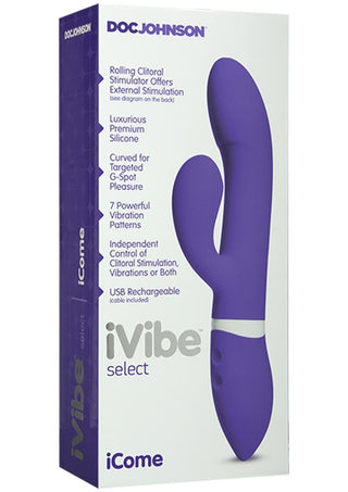 iVibe Select Silicone Icome USB Rechargeable Rabbit Vibrator Waterproof - Purple - 9in