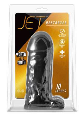 Jet Destroyer Dildo with Balls 10in - Carbon Metallic - Black