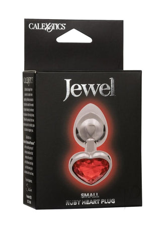 Jewel Ruby Heart Aluminum Anal Plug - Metal/Red - Small