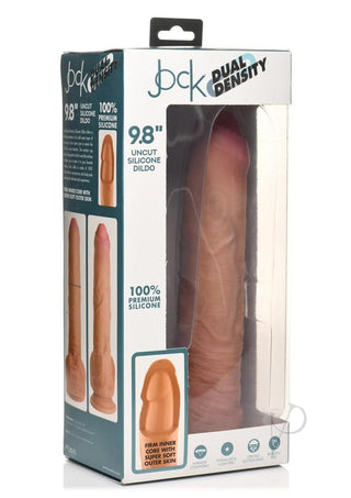 Jock Dual Density Uncut Dildo with Balls - Caramel - 9.8in