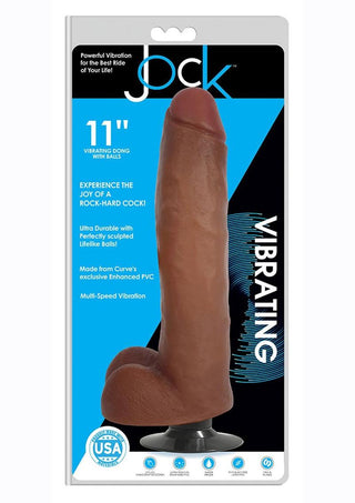 Jock Vibrating Dildo with Balls - Caramel - 11in