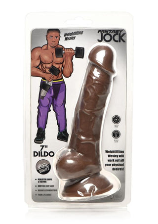 Jock Weightlifting Welsley Dildo with Balls - Chocolate - 7in