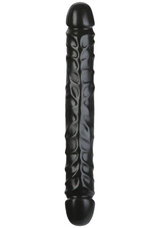 Jr. Veined Double Header Dildo - Black - 12in