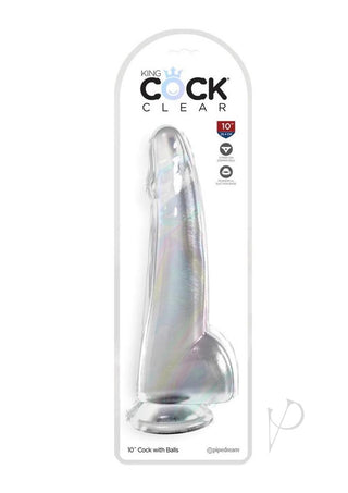 King Cock Clear Dildo with Balls - Clear - 10in