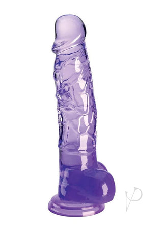 King Cock Clear Dildo with Balls - Clear/Purple - 8in