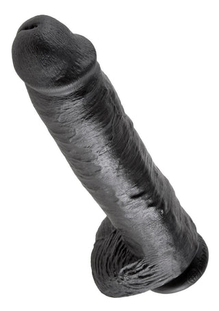 King Cock Dildo with Balls - Black - 11in