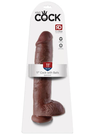 King Cock Dildo with Balls - Brown/Chocolate - 11in