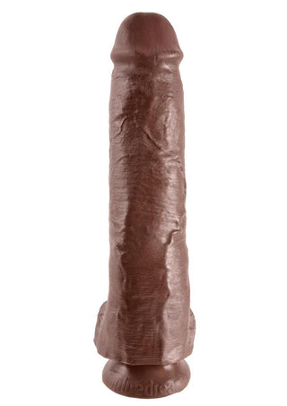 King Cock Dildo with Balls - Brown/Chocolate - 11in