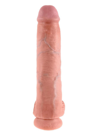 King Cock Dildo with Balls - Flesh/Vanilla - 11in