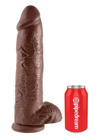 King Cock Dildo with Balls - Brown/Chocolate - 12in